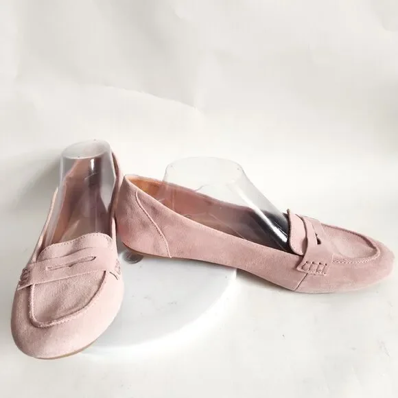 Merona Penny Loafers Size 11 Pastel Pink Slip On Suede Preppy Flat Comfort Shoes - Picture 7 of 10